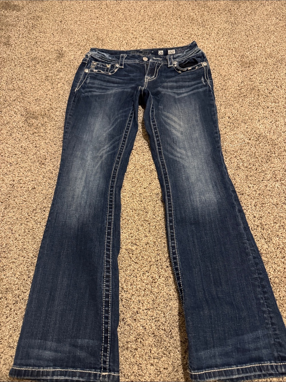 Miss Me Women’s Faded Blue Mid-rise EasyBoot Jeans size 26